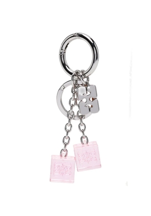 GANNI logo-plaque dice keyring - Silver