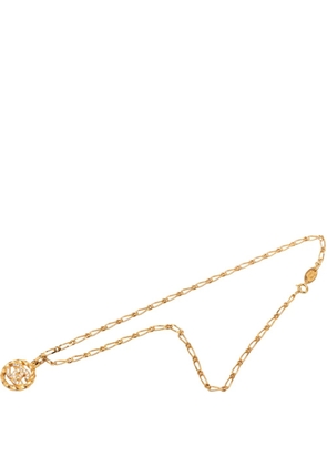 CHANEL Pre-Owned 1982 CC Gold Plated Strass Round Pendant Necklace costume necklace