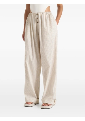 Manière De Voir Ivanna elasticated wide-leg striped cotton pants - Neutrals