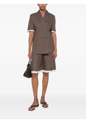 VICOLO short-sleeve double-breasted blazer - Brown