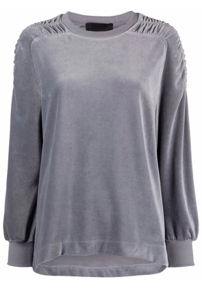 Alberta Ferretti velvet rib-trimmed sweatshirt - Grey