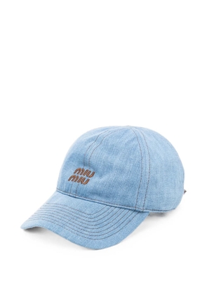Miu Miu logo-embroidered denim baseball cap - Blue