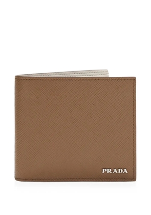 Prada logo-plaque leather wallet - Brown