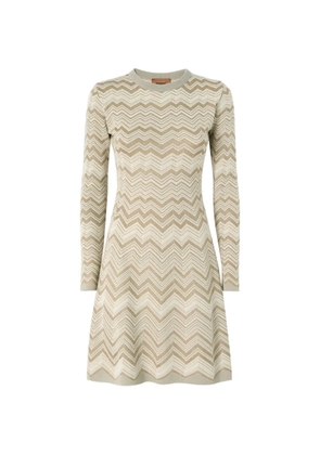 Missoni zigzag-knit long-sleeve dress - Neutrals