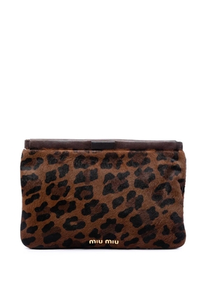 Miu Miu Pre-Owned 2010-2026 Leopard Printed Calfskin Hair Frame clutch bag - Brown