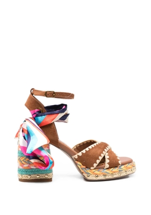 exè scarf-detail whipstitch-trim sandals - Brown