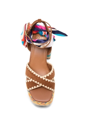 exè scarf-detail whipstitch-trim sandals - Brown