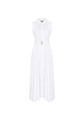 Semicouture midi Myrtie belted openwork-insert dress - White