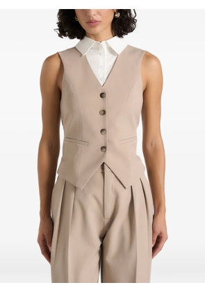 Manière De Voir Irene collar-detail cinched suit vest - Neutrals