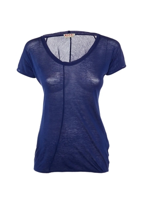 Marni Pre-Owned cotton knit deep-neck T-Shirt - Blue