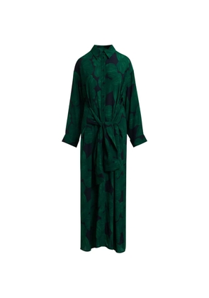 Essentiel Antwerp tropical-print tie-waist shirt midi dress - Green