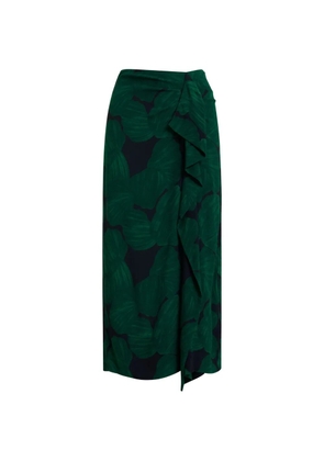 Essentiel Antwerp tropical-print ruffled midi skirt - Green