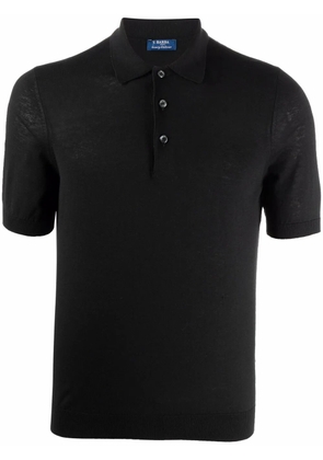 Barba short-sleeve silk polo shirt - Black