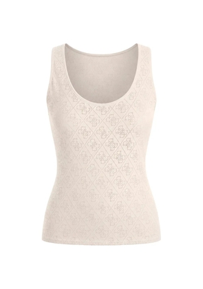 GUESS USA rhinestone-embellished logo-print top - Neutrals