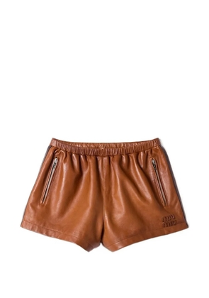 Miu Miu nappa leather shorts - Brown