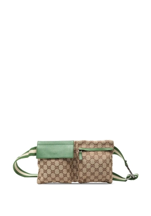Gucci Pre-Owned 2000-2015 GG Canvas Web Double Pocket belt bag - Green