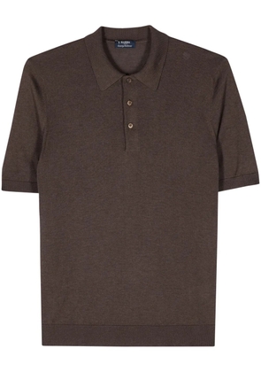 Barba short-sleeve silk polo shirt - Brown