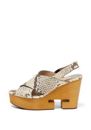 Tory Burch python-embossed cork wedge sandals - Neutrals