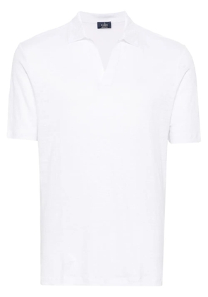 Barba V-neck linen polo shirt - White