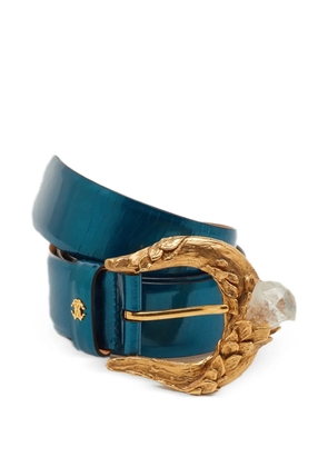 Roberto Cavalli Vintage patent-leather crystal-buckle belt - Blue