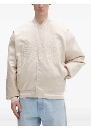 adidas Stadium logo-lettering bomber jacket - Neutrals