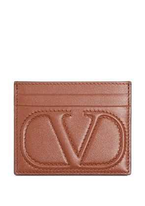 Valentino Garavani VLogo Walk card holder in calfskin - Brown