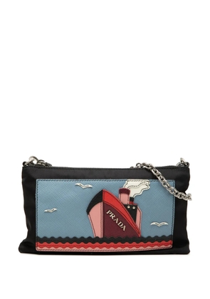 Prada Pre-Owned 2000-2013 Tessuto and Saffiano Ship Chain Pochette shoulder bag - Blue