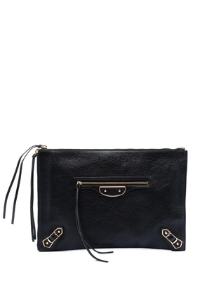 Balenciaga Pre-Owned 2016 Goatskin Motocross Classic Metallic Edge clutch bag - Black