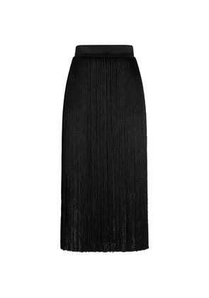 Dolce & Gabbana long fringed skirt in satin - Black