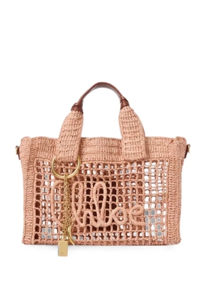 Chloé small Summer Banana logo-embroidered woven tote bag - Pink
