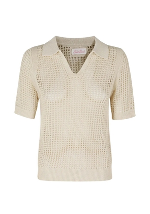 MC2 Saint Barth Flora crochet-knit polo shirt - Neutrals