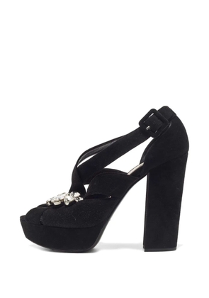 Miu Miu Pre-Owned crystal-embellished platform sandals - Black