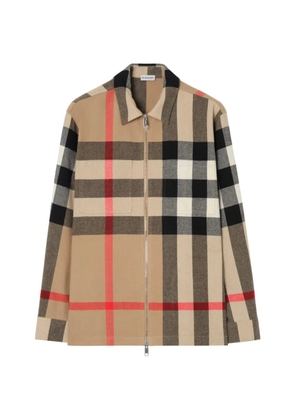 Burberry Check wool cotton overshirt - Neutrals