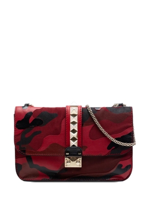 Valentino Garavani Pre-Owned 2018-2026 Medium Nappa and Canvas Camouflage Rockstud Glam Lock crossbody bag - Red