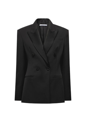 Another Tomorrow double-breasted satin-lapel jacket - Black