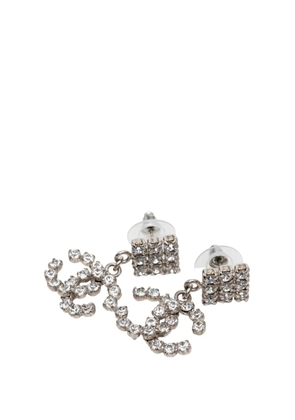 CHANEL Pre-Owned 2000 CC Brass Strass Drop Push Back Earrings costume earrings - Silver