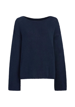 Another Tomorrow draped-knit cotton sweater - Blue