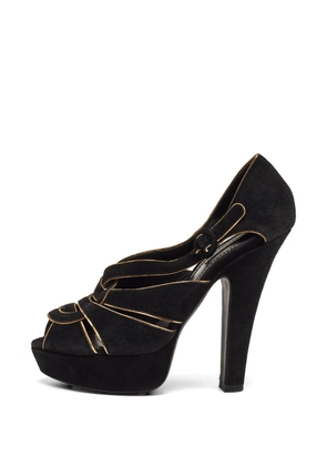 Dolce & Gabbana Pre-Owned gold-tone trims suede heeled sandals - Black