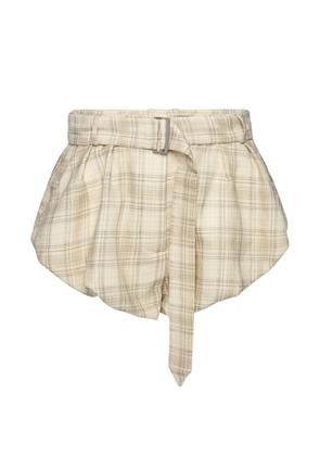 Magda Butrym check-pattern belted shorts - Neutrals