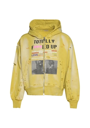 astrum Tfu zip graphic-print hoodie - Yellow