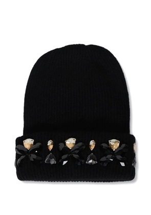 Melrose High crystal-embellished ribbed-knit beanie hat - Black