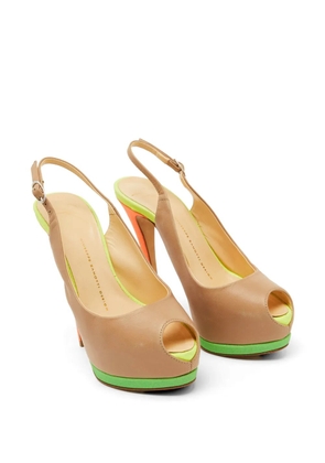 Giuseppe Zanotti Vintage leather peep-toe slingback pumps - Neutrals