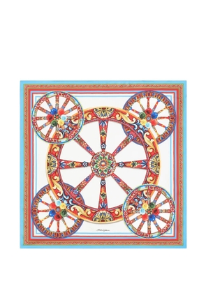 Dolce & Gabbana 90x90 Carretto-print silk twill scarf - White