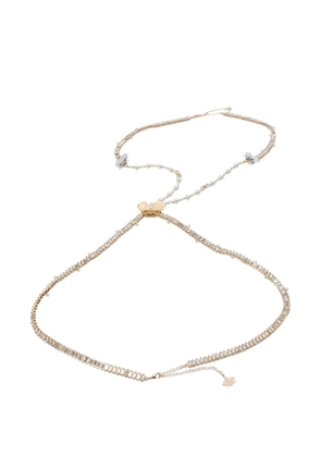 Genny floral-detail crystal-embellished necklace - Gold