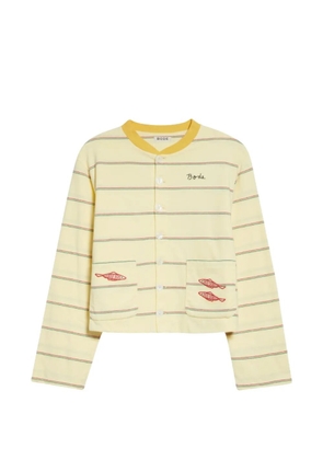 BODE embroidered-detailing striped-pattern cardigan - Yellow