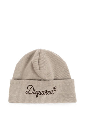 DSQUARED2 logo-embroidered beanie hat - Neutrals