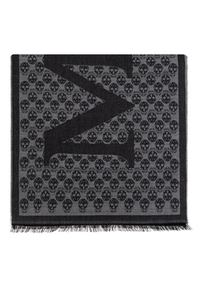 Alexander McQueen skull-print wool scarf - Black
