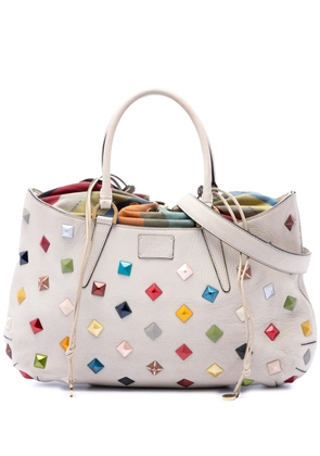 Fendi Pre-Owned 2010-2026 Medium Studded Milk Calfskin B Fab satchel - White