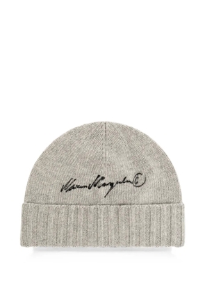 MM6 Maison Margiela embroidered ribbed-knit beanie hat - Grey
