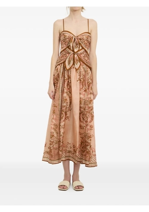 ZIMMERMANN Aster paisley-floral silk midi dress - Pink